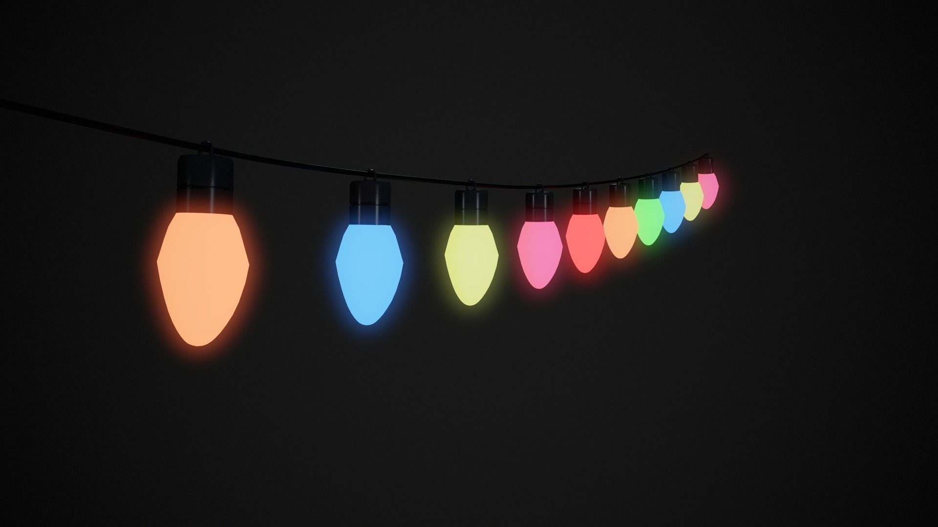 Low Poly Christmas Lights   Low-poly 3D model_3