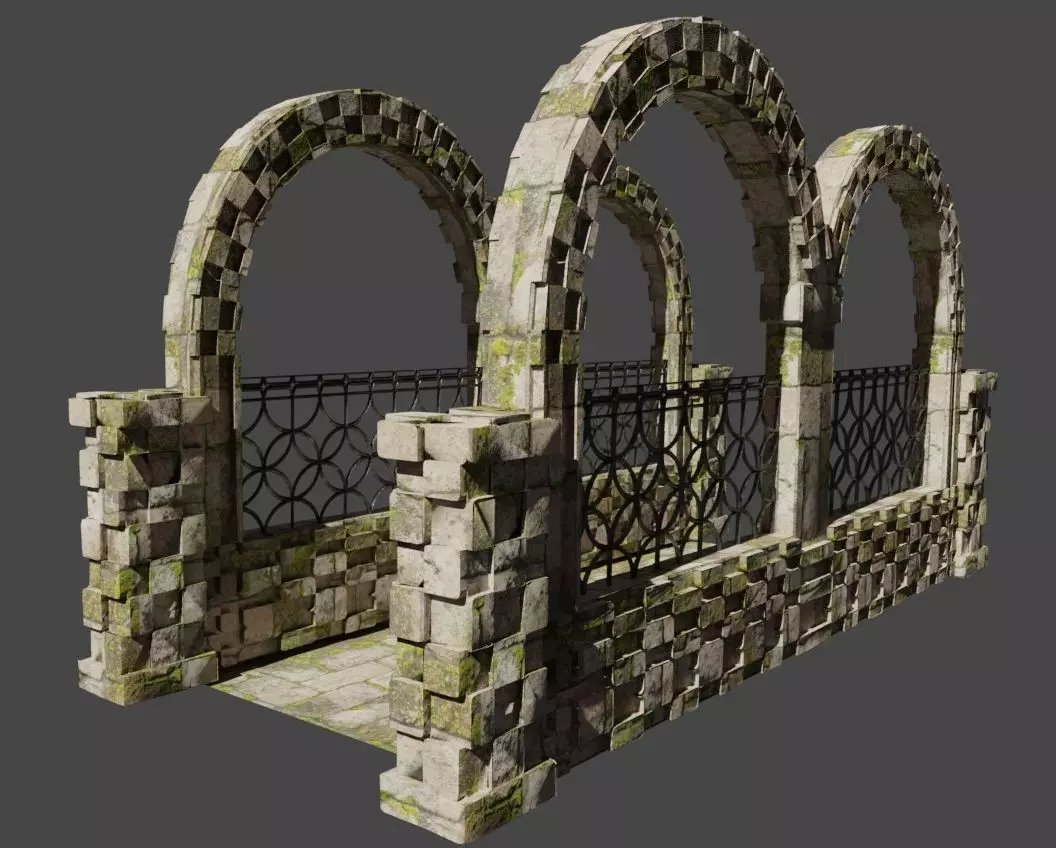 Stone bridge Free low-poly 3D model