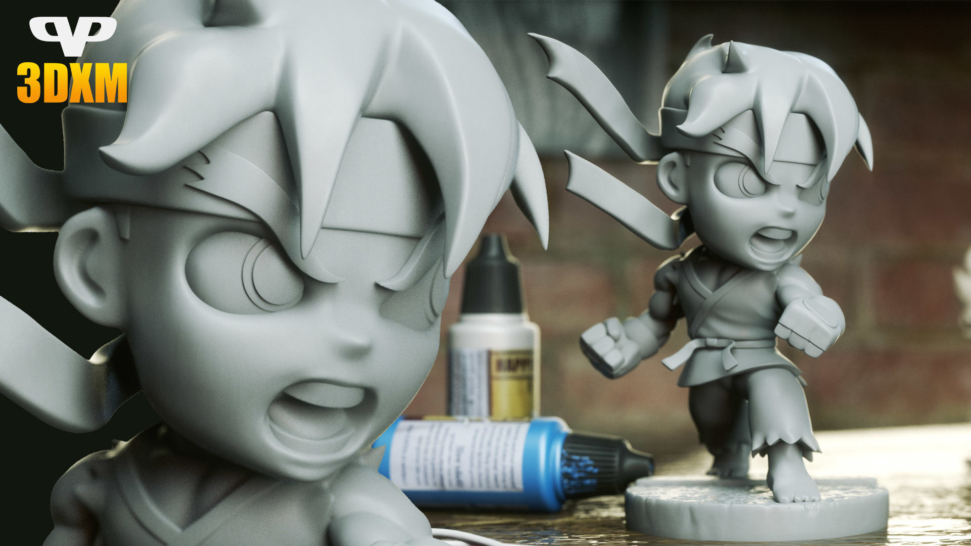 Ryu Chibi STL for 3D Printing 3DXM ChibiSTL 3D print model_2