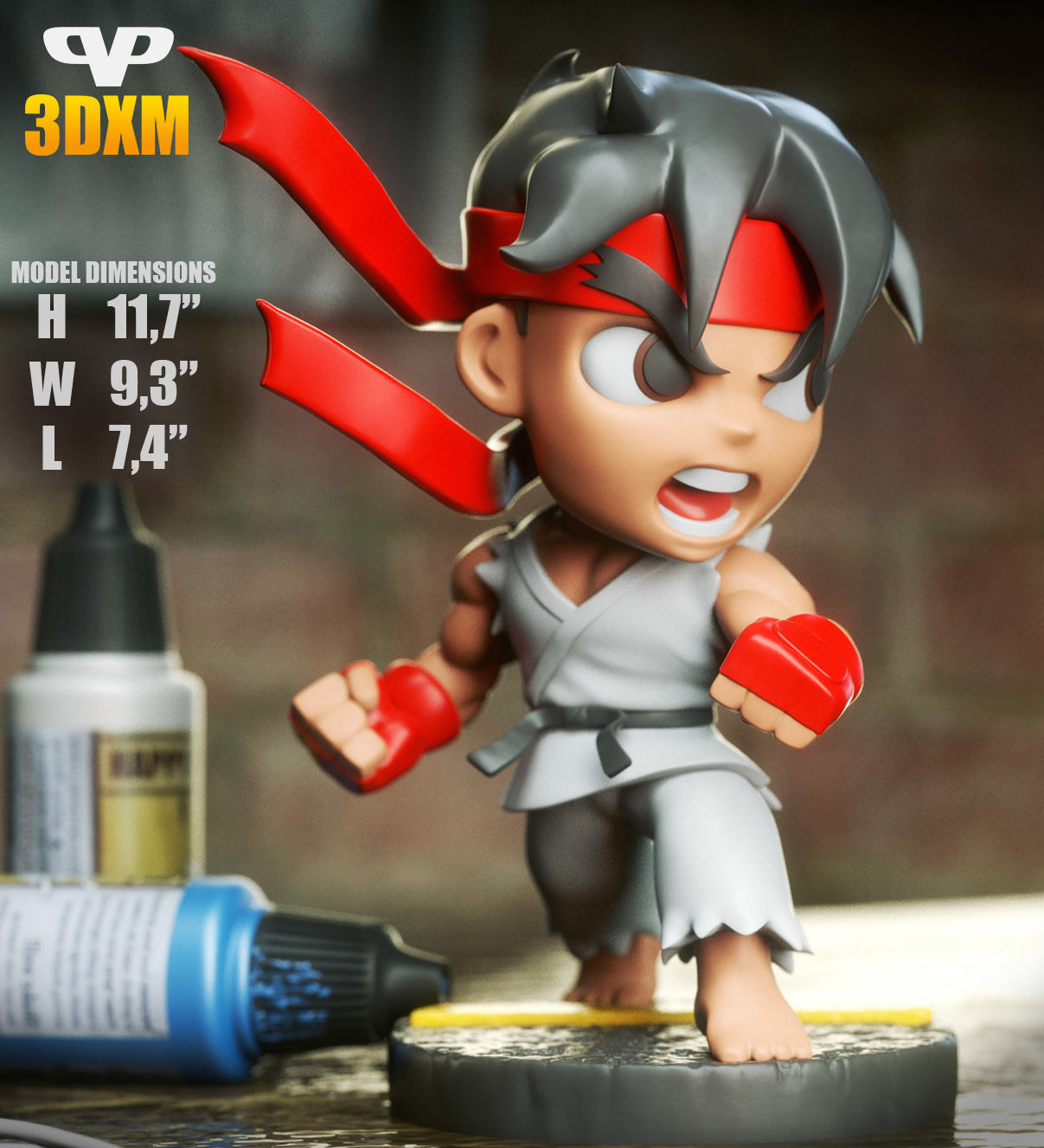Ryu Chibi STL for 3D Printing 3DXM ChibiSTL 3D print model_3