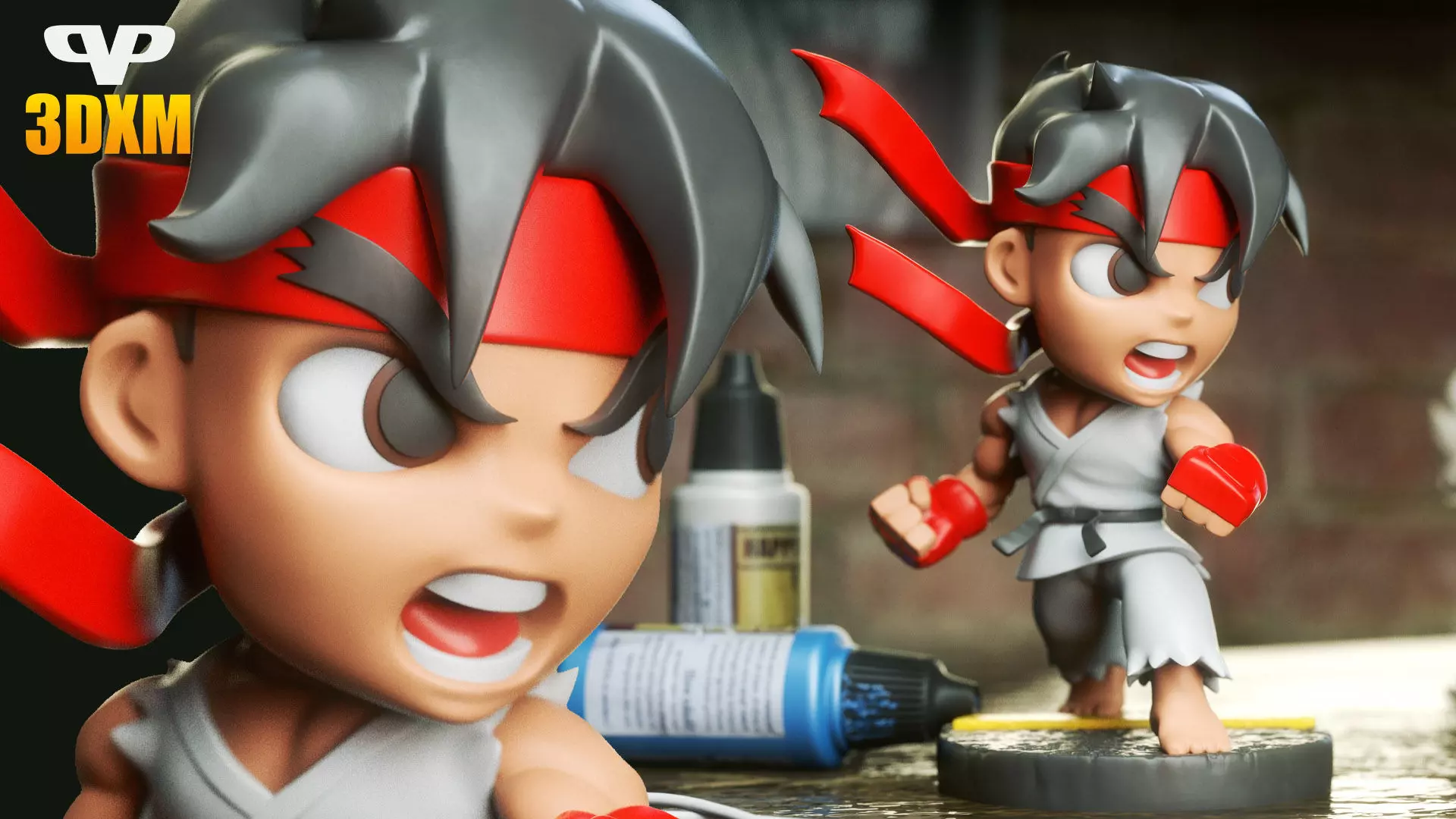 Ryu Chibi STL for 3D Printing 3DXM ChibiSTL 3D print model_0
