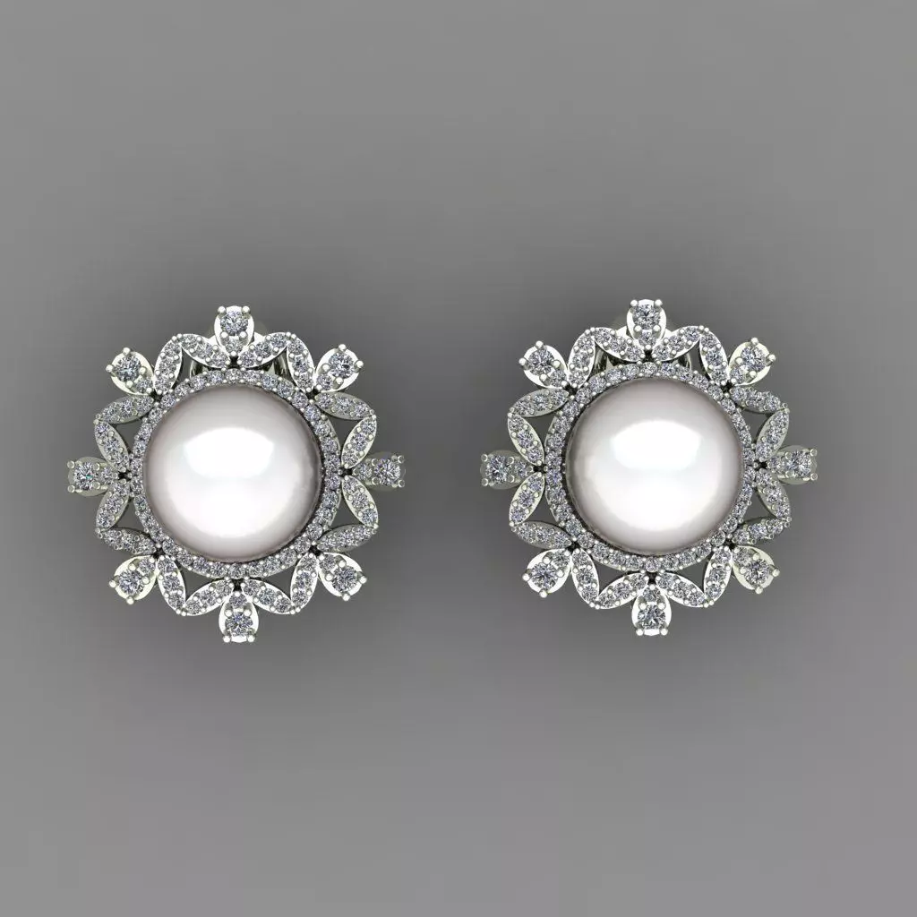 Diamond And Pearl Earrings 3D Print Model 3D print model