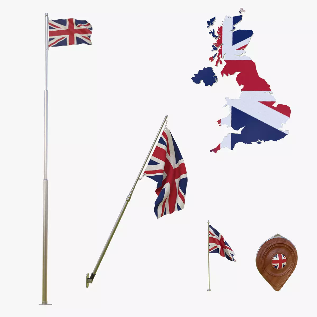 United Kingdom Flags Collection 3D model