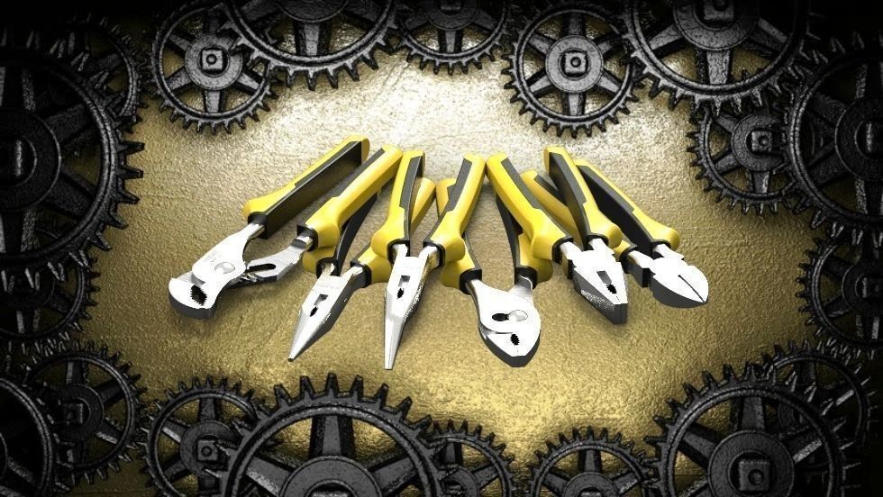 Pliers Set - 6 Pieces 3D model_8