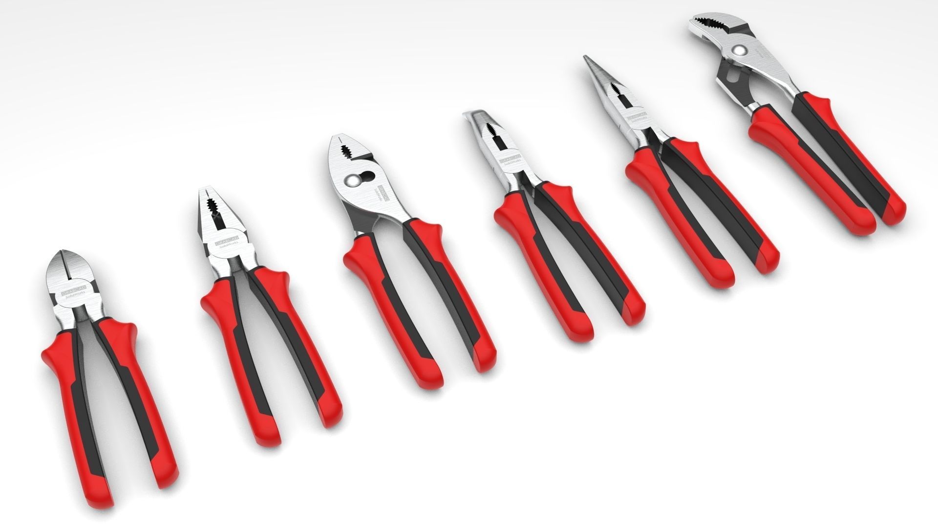 Pliers Set - 6 Pieces 3D model_1