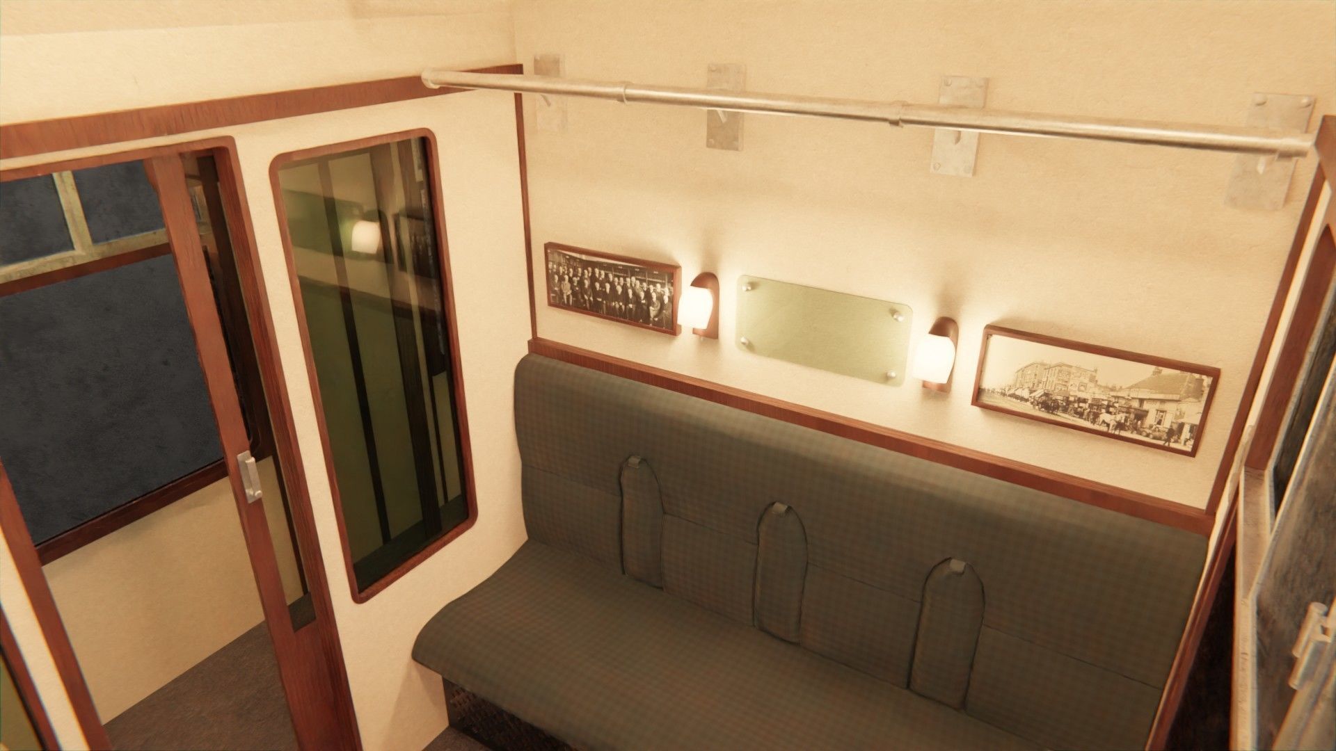 Rail train wagon compartment coach interior hogwarts express Low-poly 3D model_3