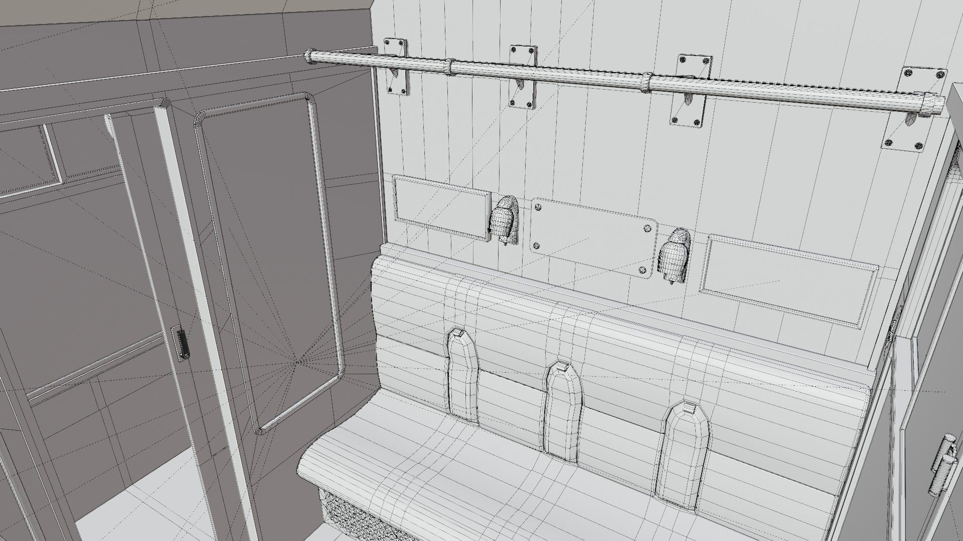 Rail train wagon compartment coach interior hogwarts express Low-poly 3D model_13