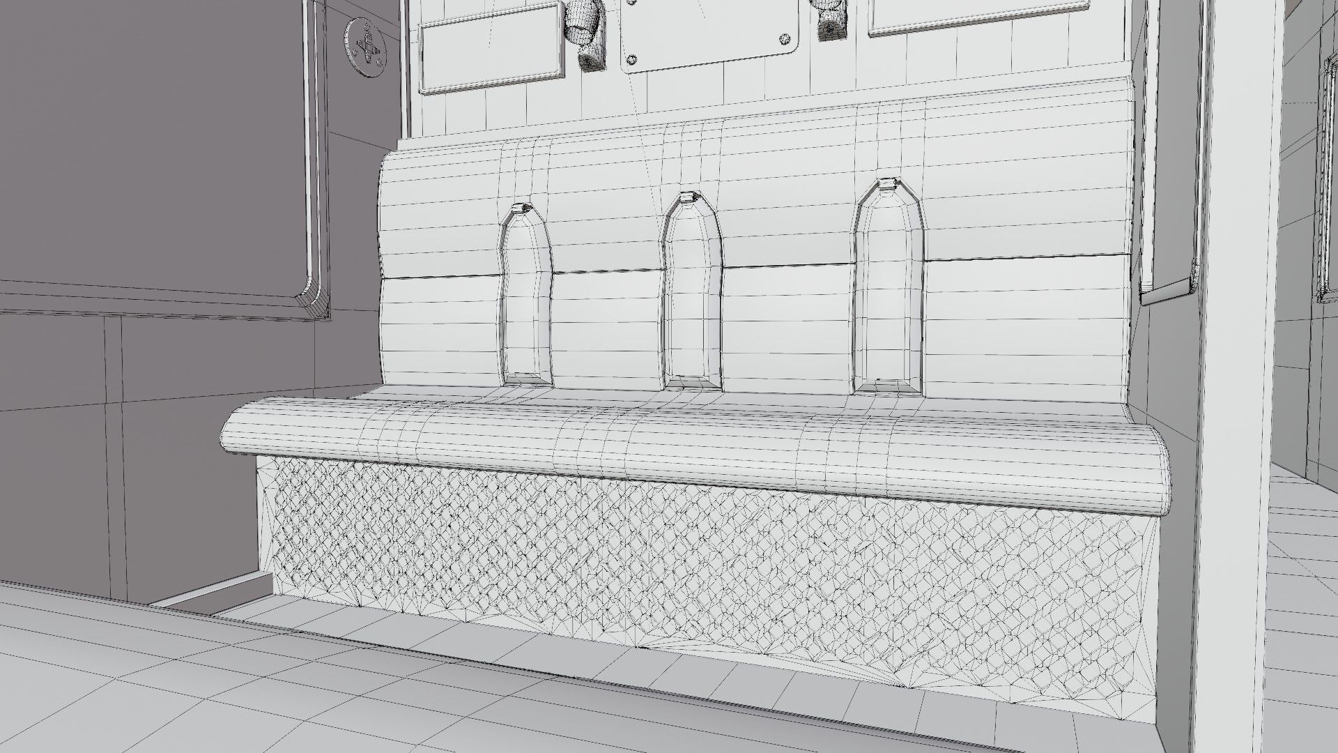 Rail train wagon compartment coach interior hogwarts express Low-poly 3D model_17