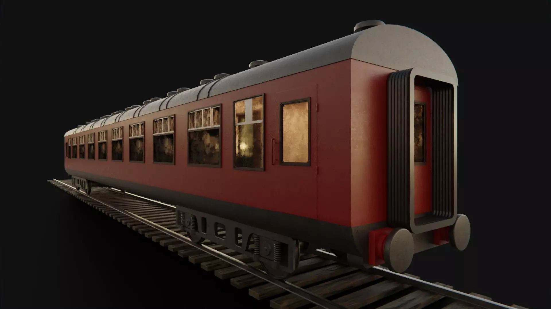 Rail train wagon compartment coach interior hogwarts express Low-poly 3D model_0