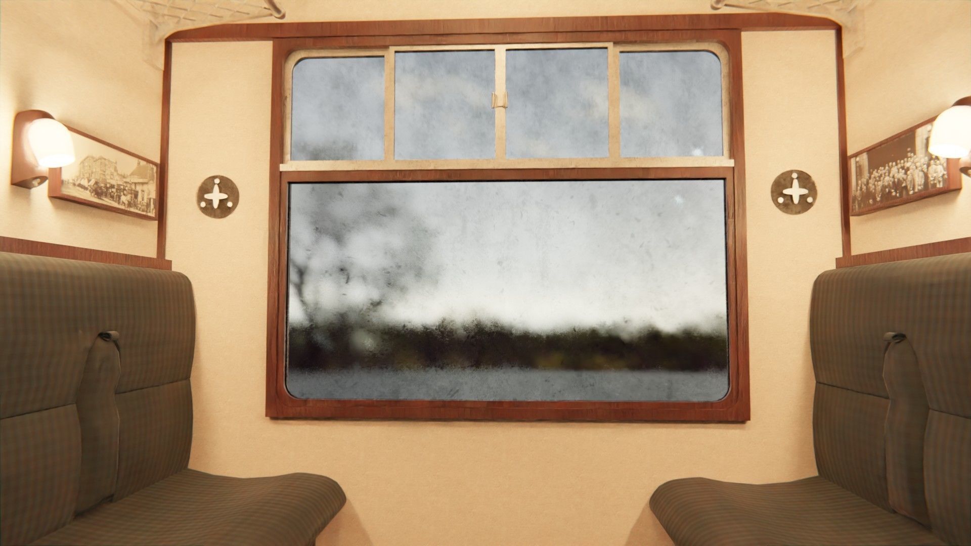 Rail train wagon compartment coach interior hogwarts express Low-poly 3D model_2