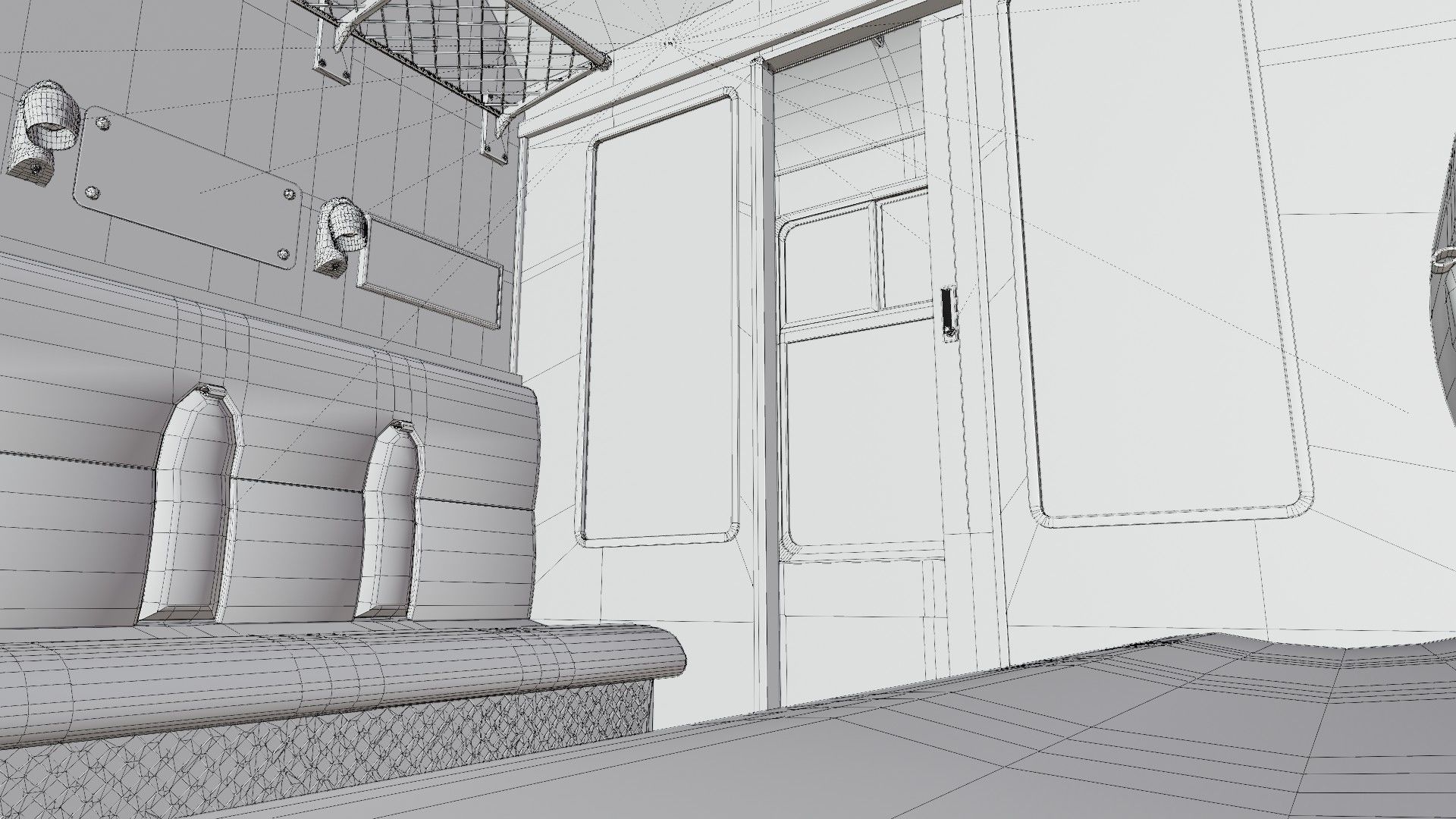 Rail train wagon compartment coach interior hogwarts express Low-poly 3D model_15