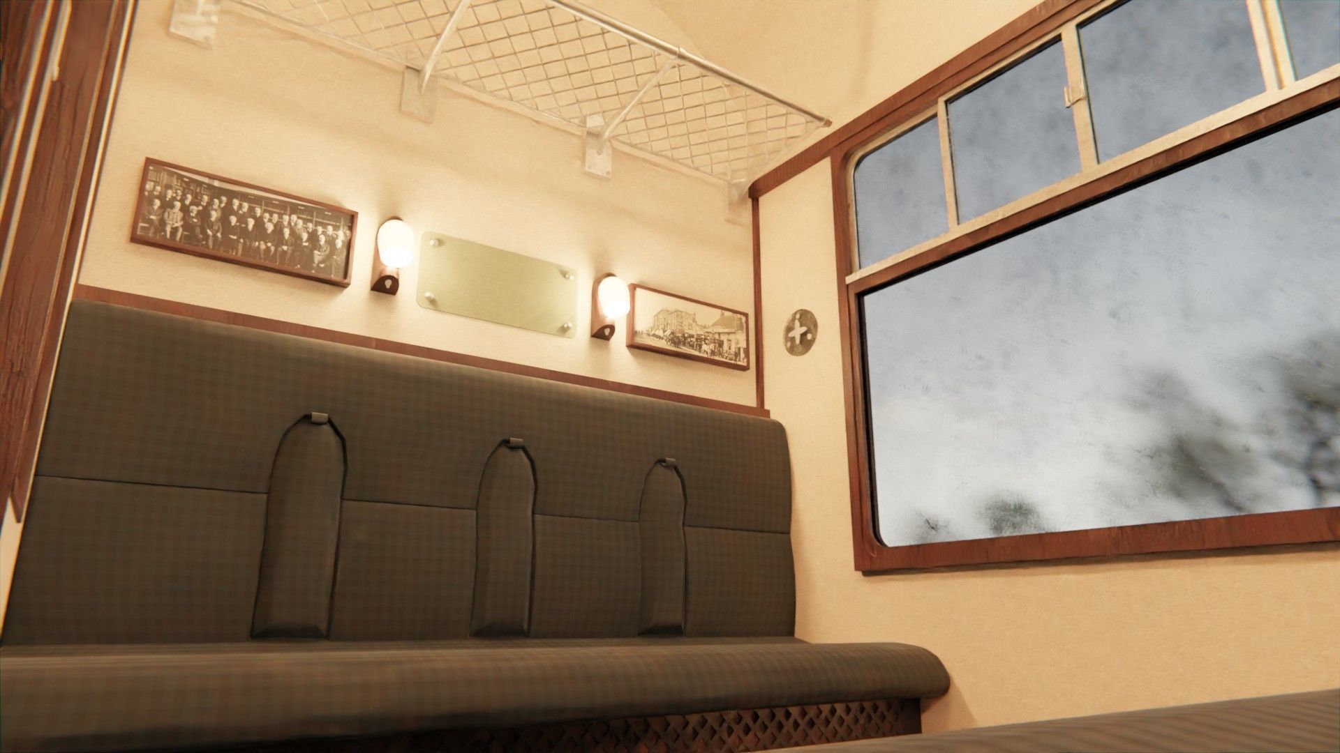 Rail train wagon compartment coach interior hogwarts express Low-poly 3D model_4