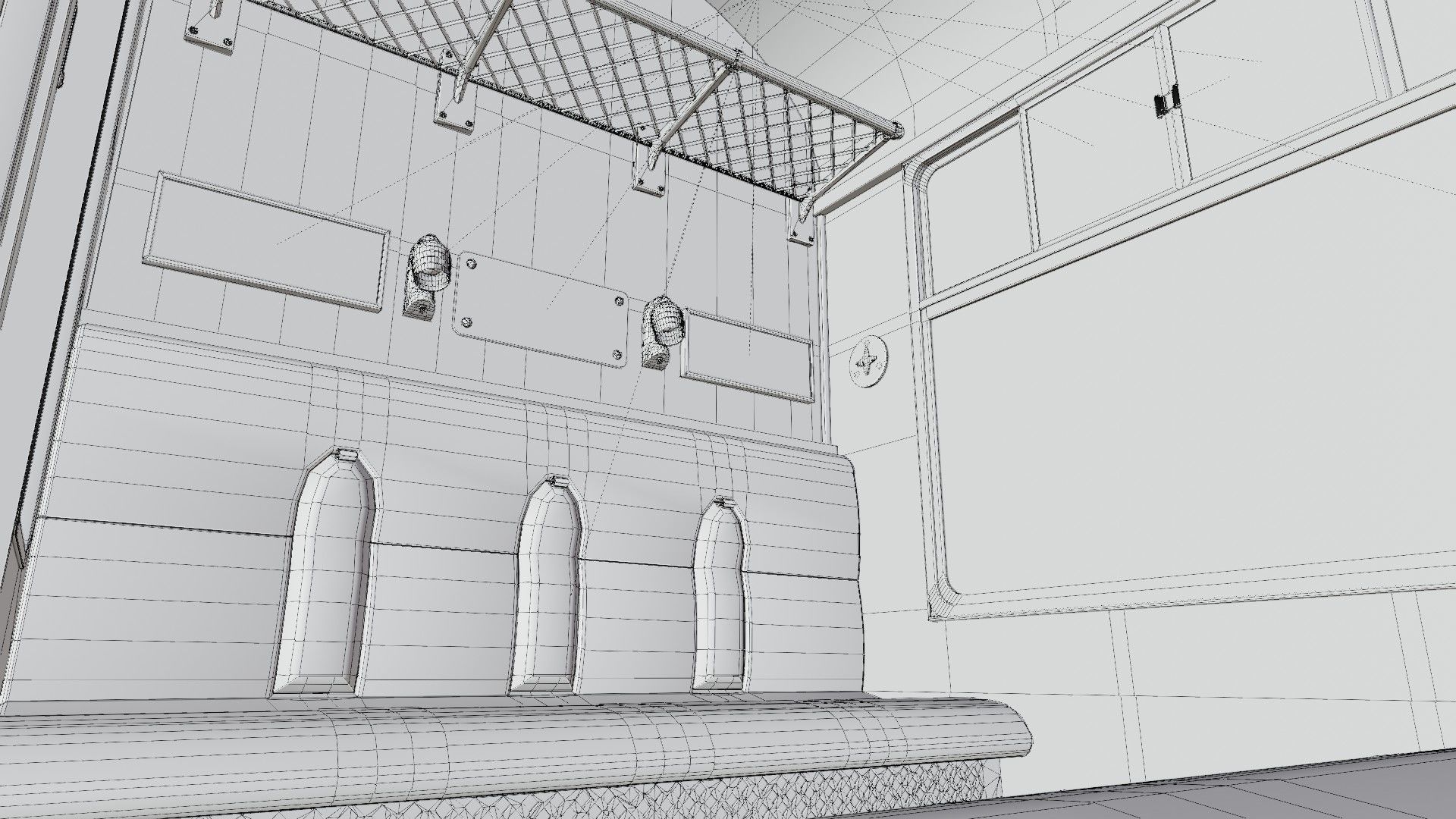 Rail train wagon compartment coach interior hogwarts express Low-poly 3D model_14