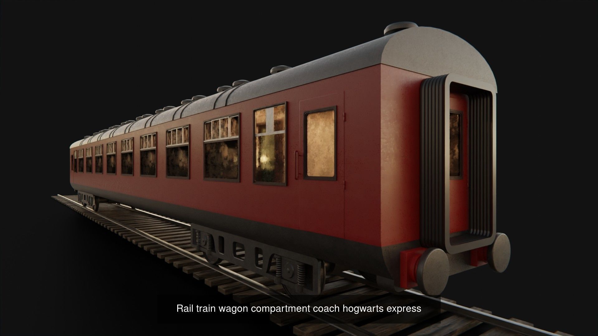 Train hogwarts express locomotive tender compartment coach 3D Model Collection_3