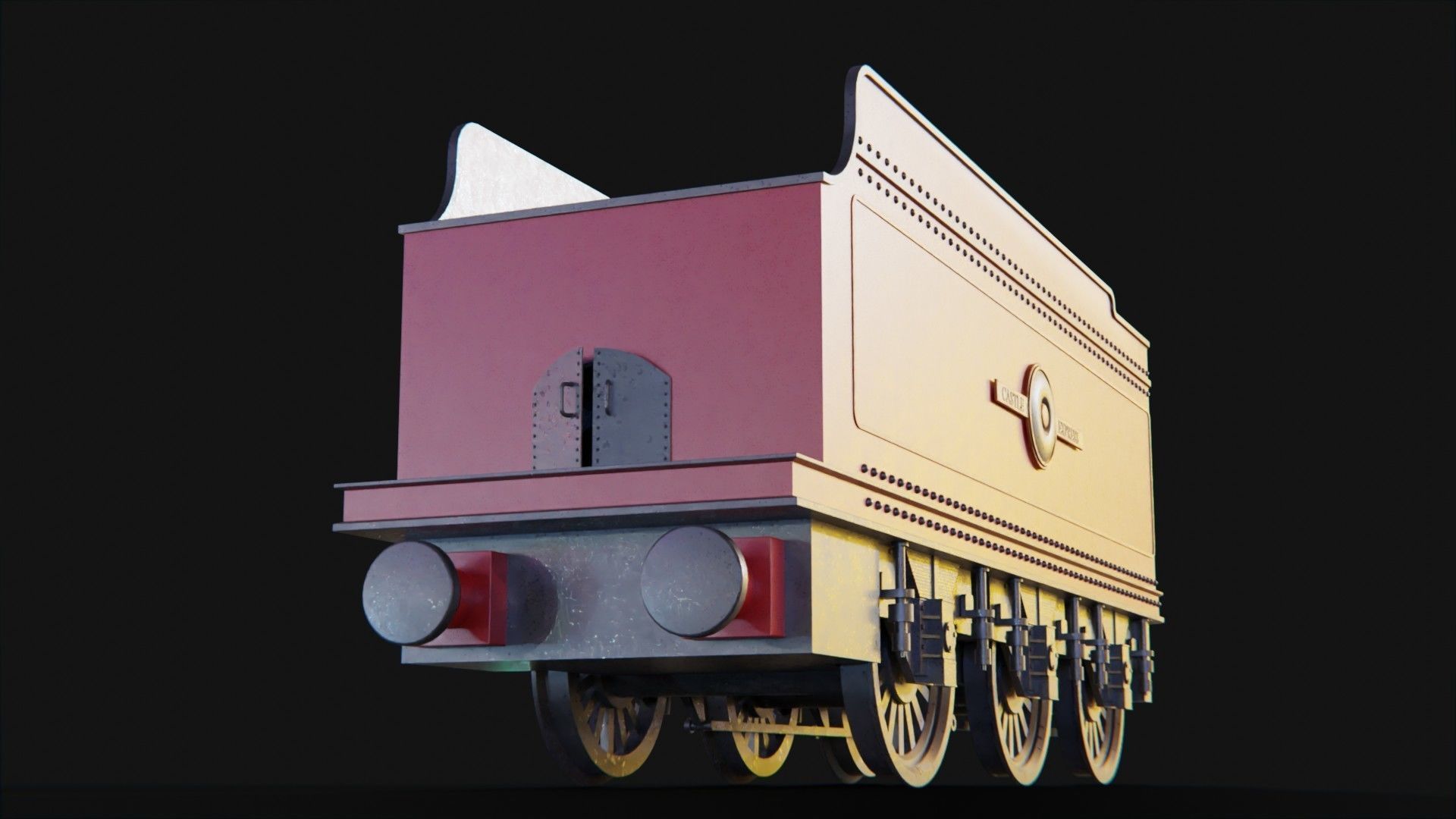 Train hogwarts express locomotive tender compartment coach 3D Model Collection_17