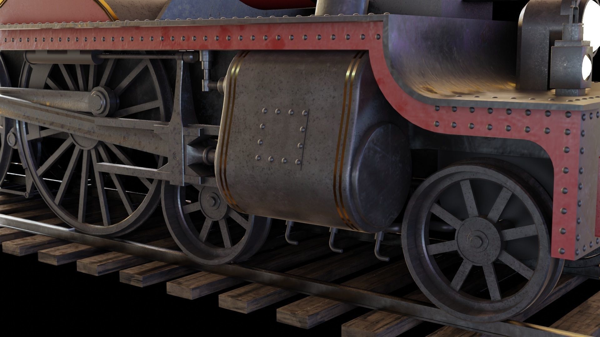 Train hogwarts express locomotive tender compartment coach 3D Model Collection_10