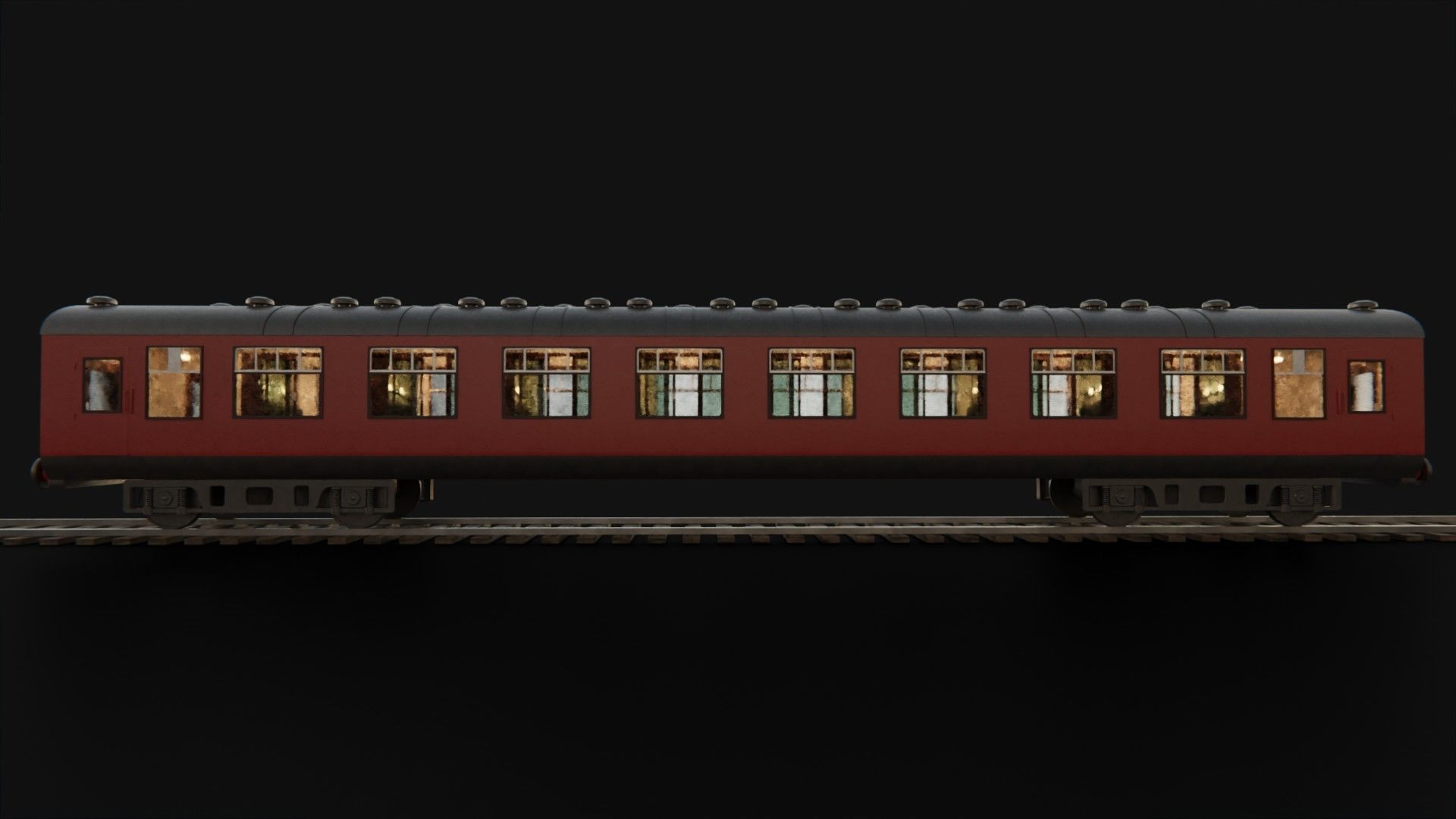 Train hogwarts express locomotive tender compartment coach 3D Model Collection_8