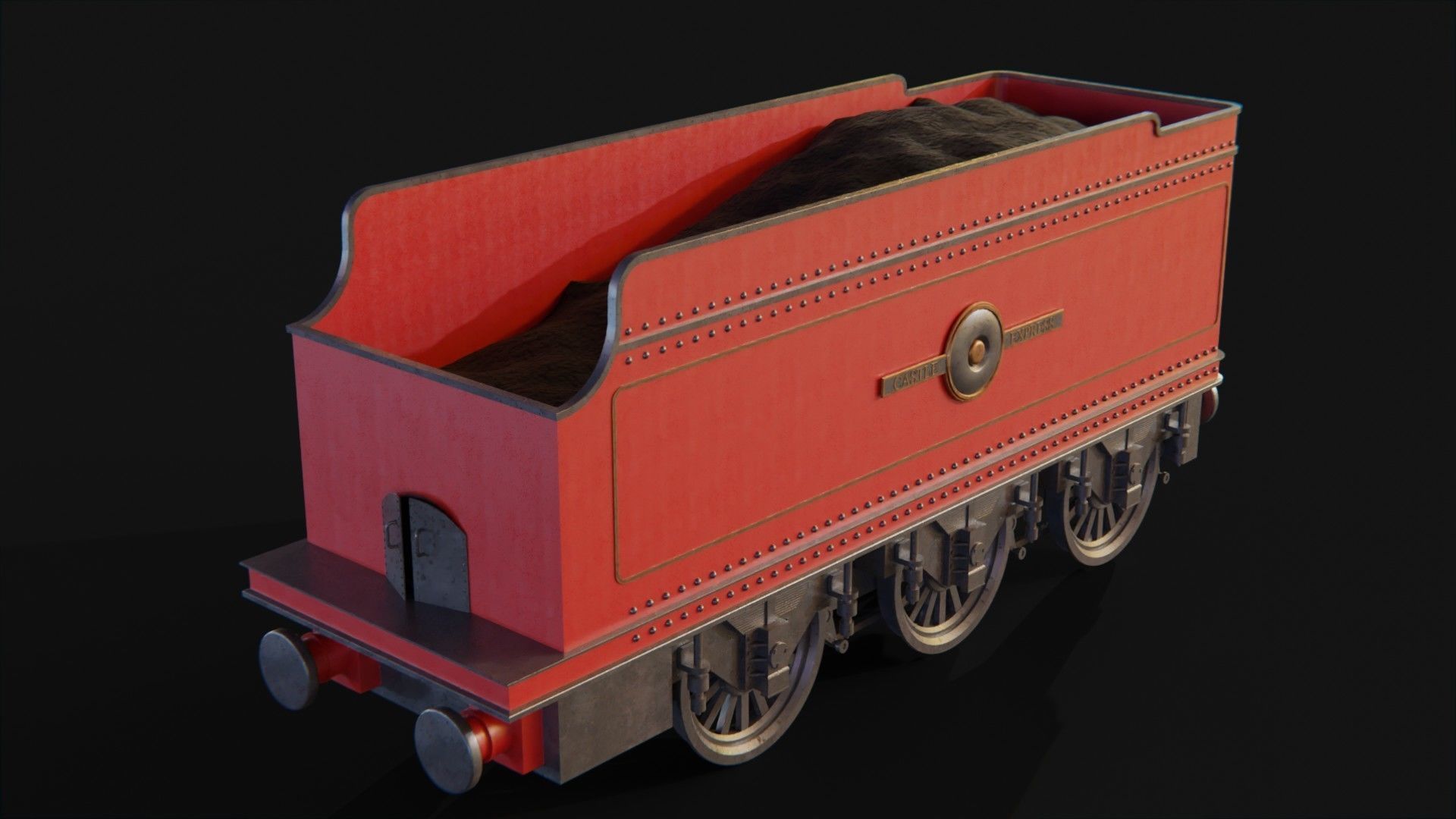 Train hogwarts express locomotive tender compartment coach 3D Model Collection_16