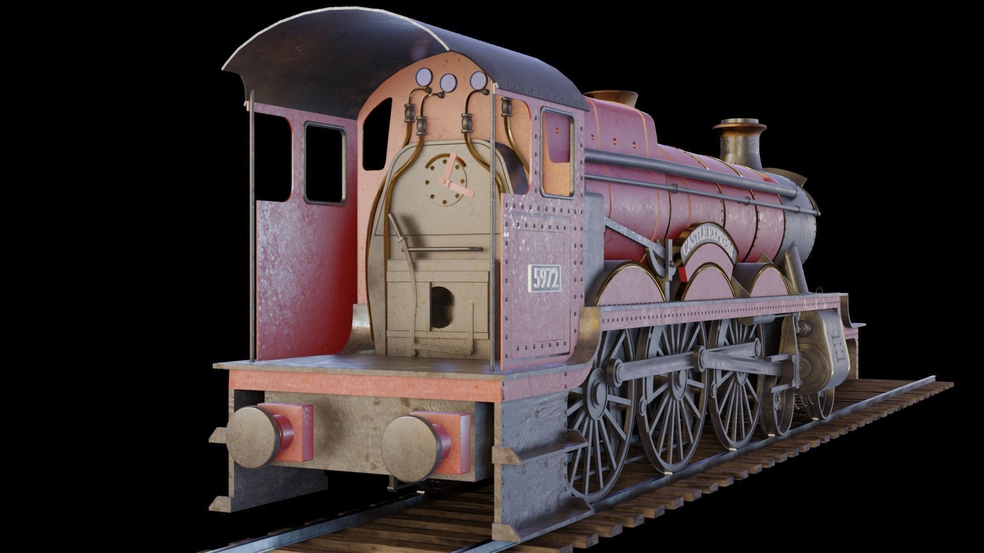 Train hogwarts express locomotive tender compartment coach 3D Model Collection_13