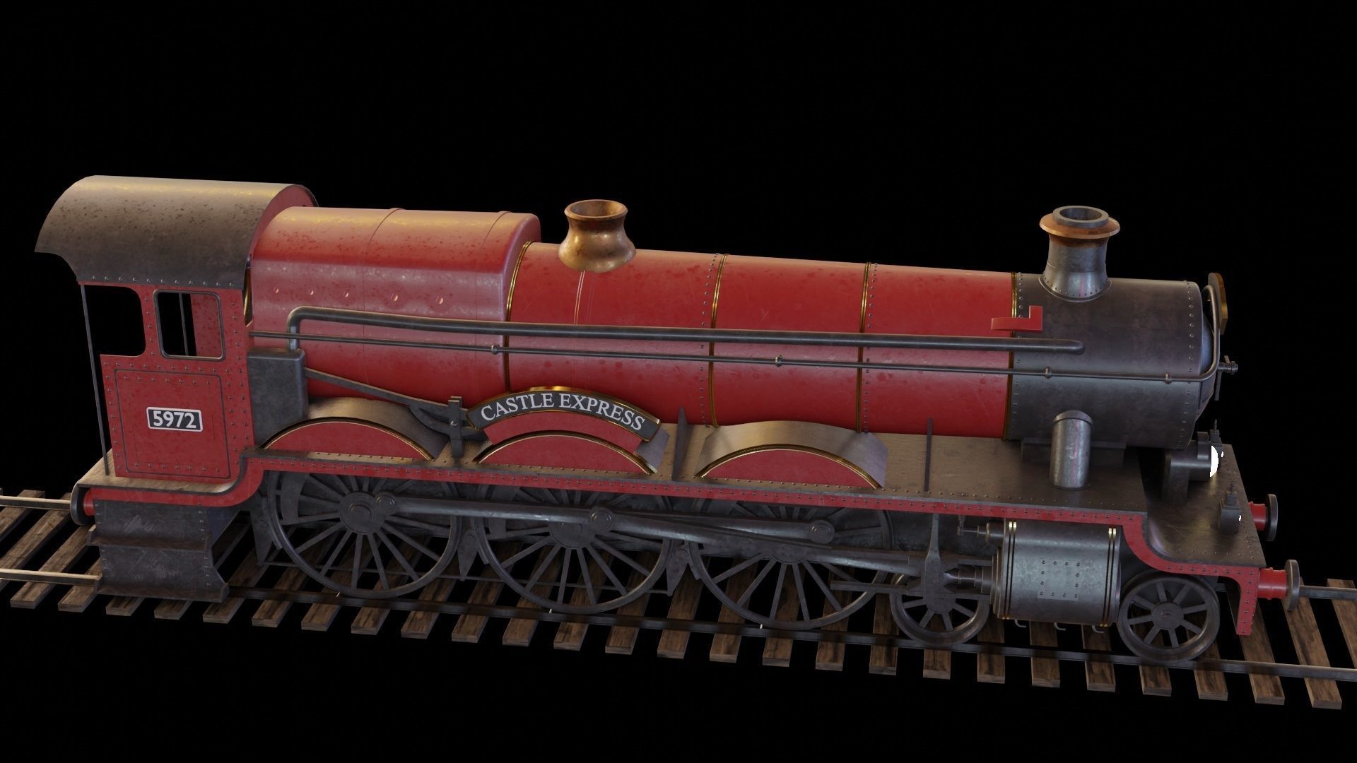 Train hogwarts express locomotive tender compartment coach 3D Model Collection_9