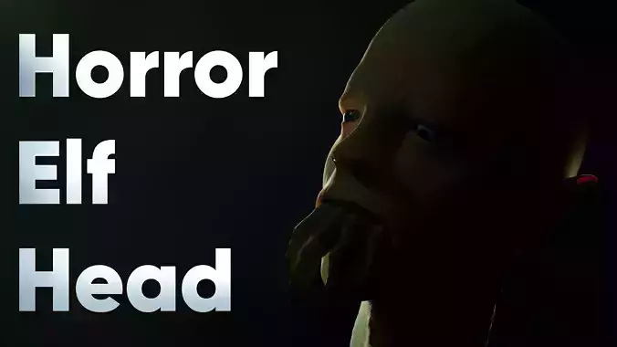 Horror Elf Head Low-poly 3D model