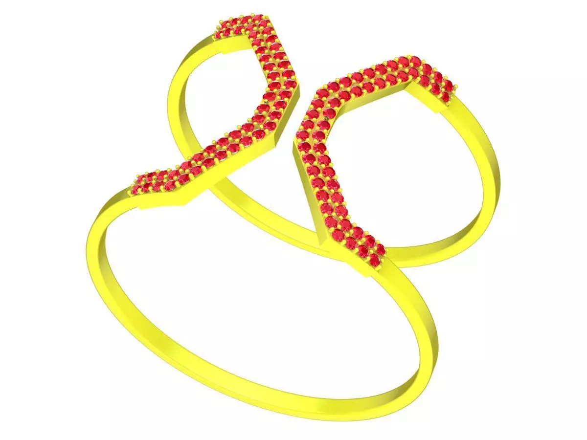Luxury Double Curve Ruby Womens Ring Jewelry Design 6391 3D print model