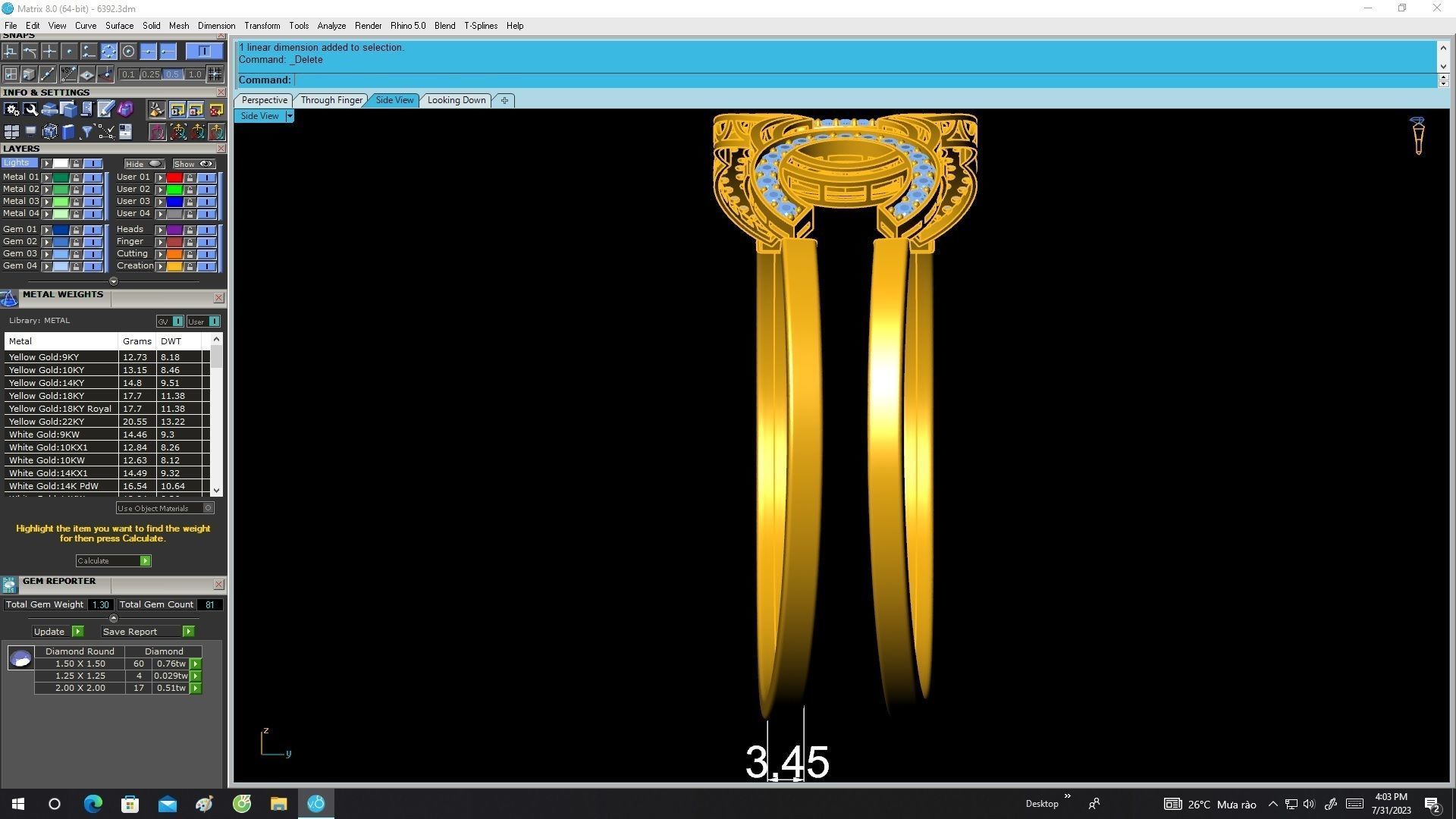 6392 Vietnamese Diamond Bangle 3D print model_7