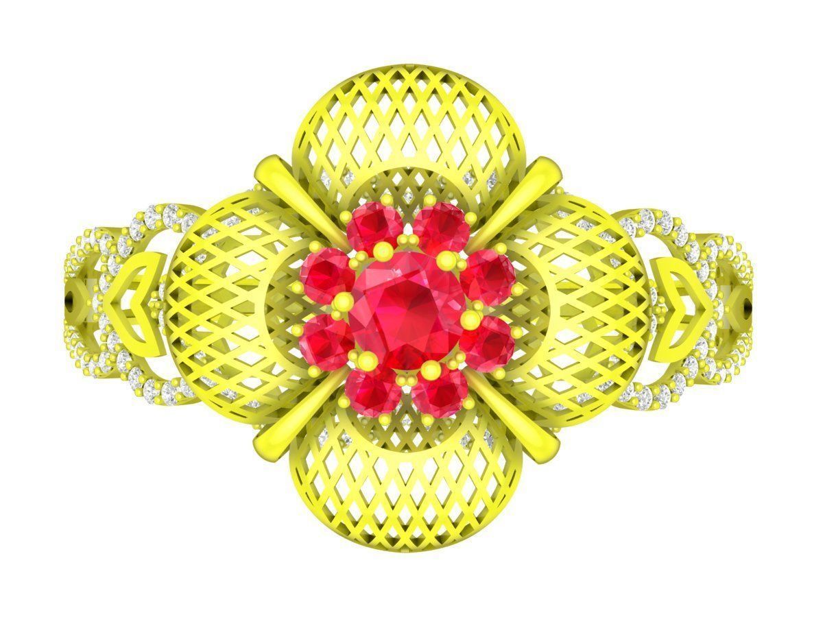 6393 ultra vision flower diamond bangle 3D print model_2