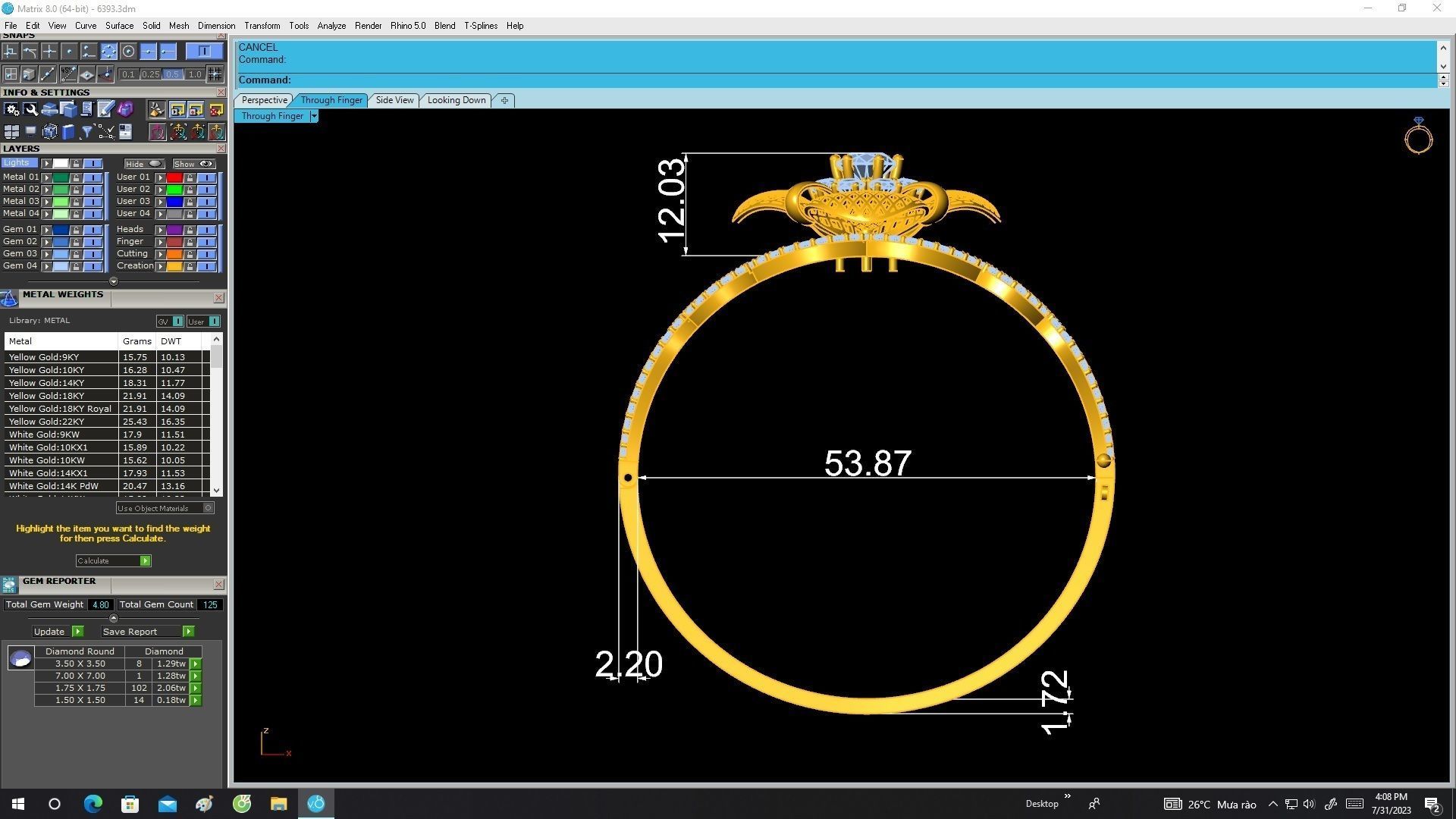 6393 ultra vision flower diamond bangle 3D print model_6