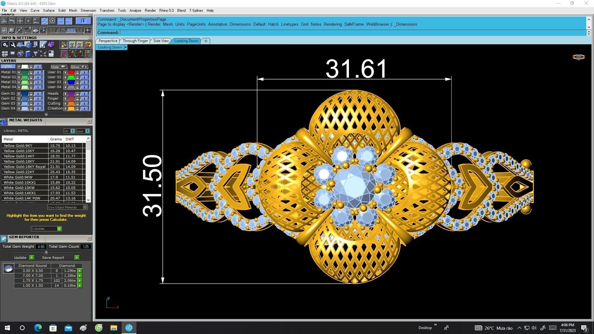 6393 ultra vision flower diamond bangle 3D print model_5