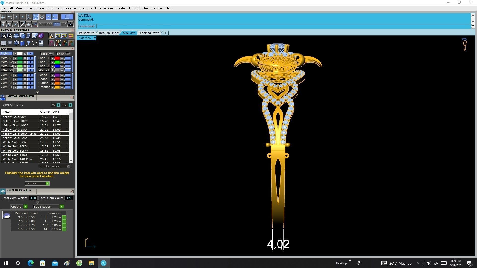 6393 ultra vision flower diamond bangle 3D print model_7