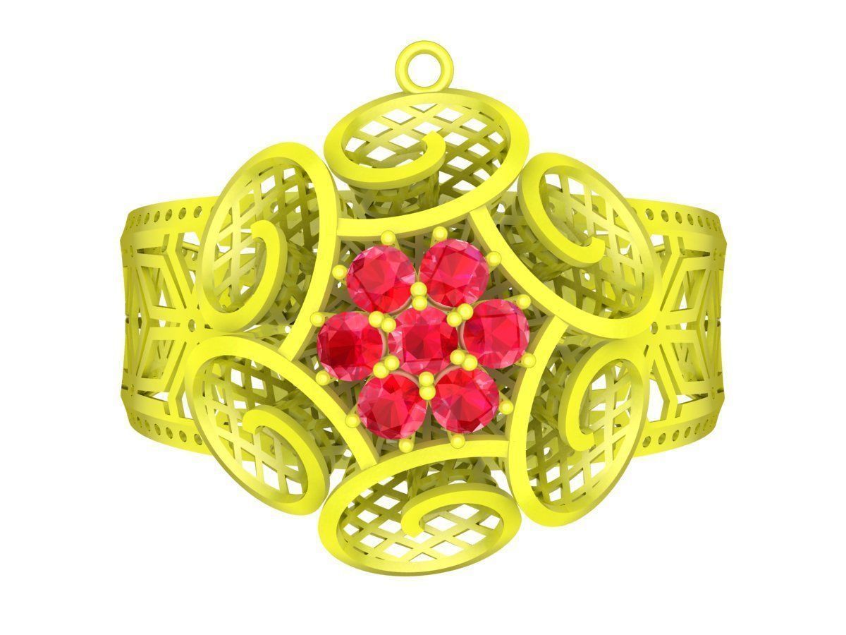 6396 ultra vision flower diamond bangle 3D print model_2