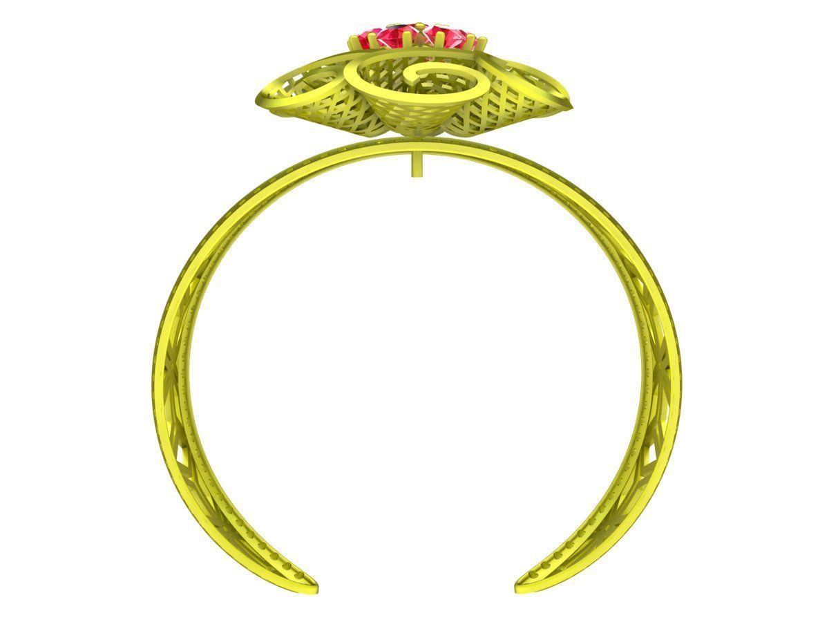 6396 ultra vision flower diamond bangle 3D print model_3