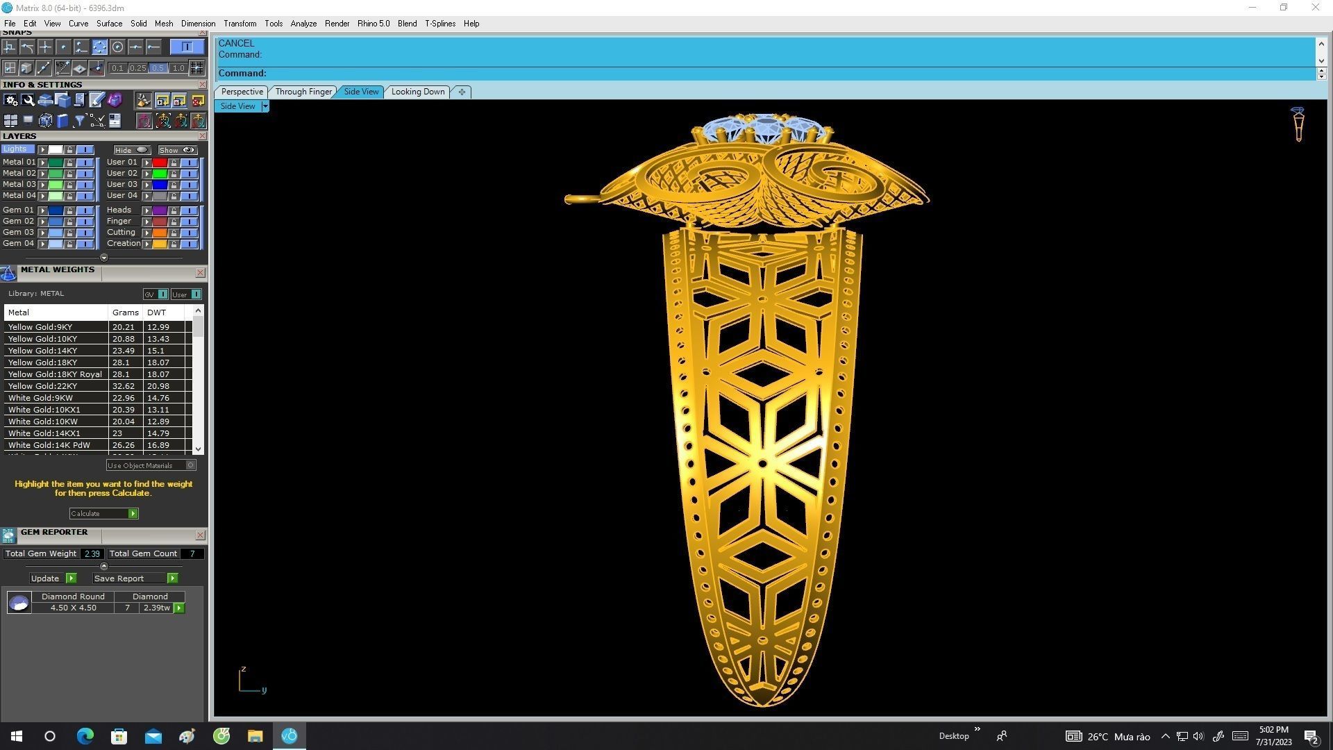 6396 ultra vision flower diamond bangle 3D print model_7