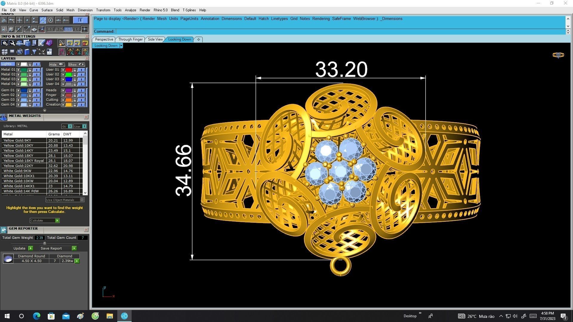 6396 ultra vision flower diamond bangle 3D print model_5