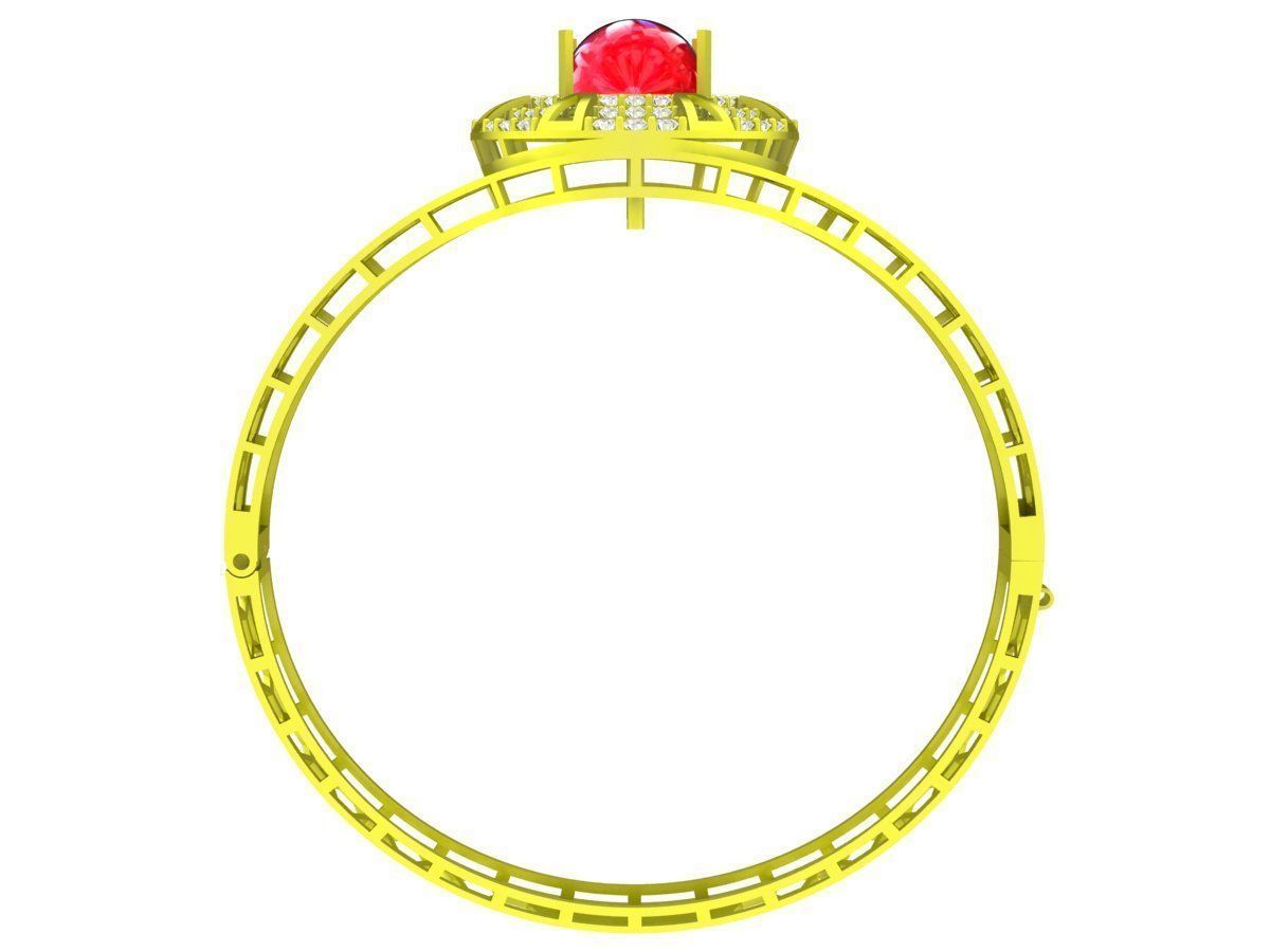 6398 oval ruby diamond women bangle 3D print model_2