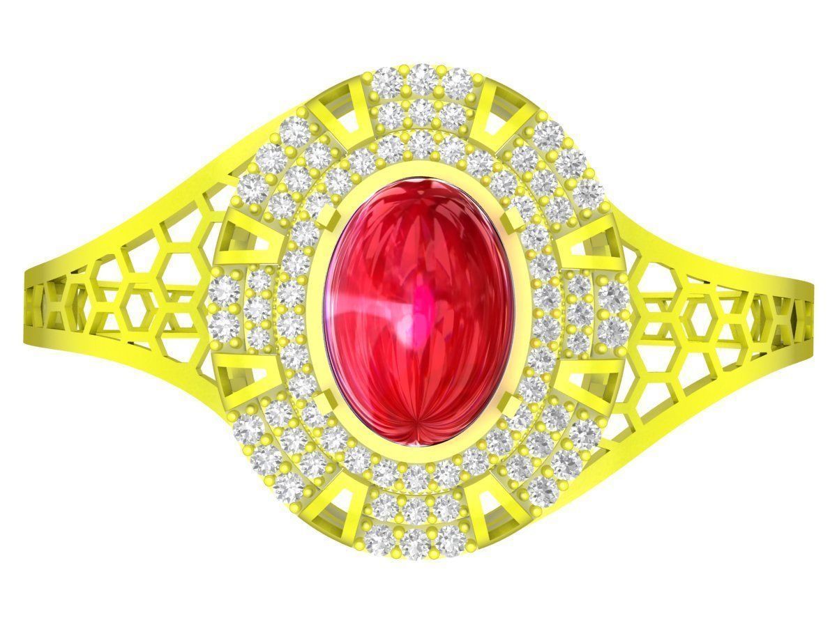6398 oval ruby diamond women bangle 3D print model_1