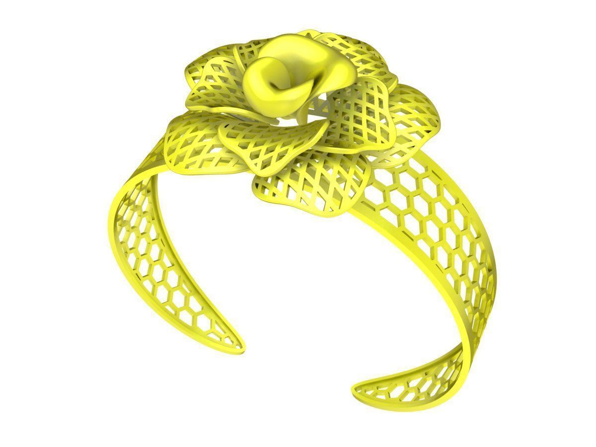 6409 Flower Bangle 3D print model_1