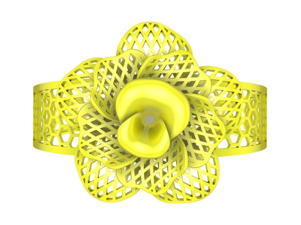6409 Flower Bangle 3D print model_2