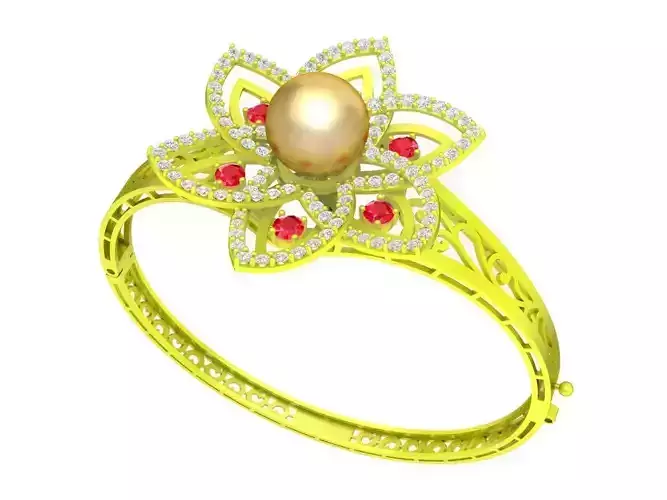 6415 flower pearl diamond bangle