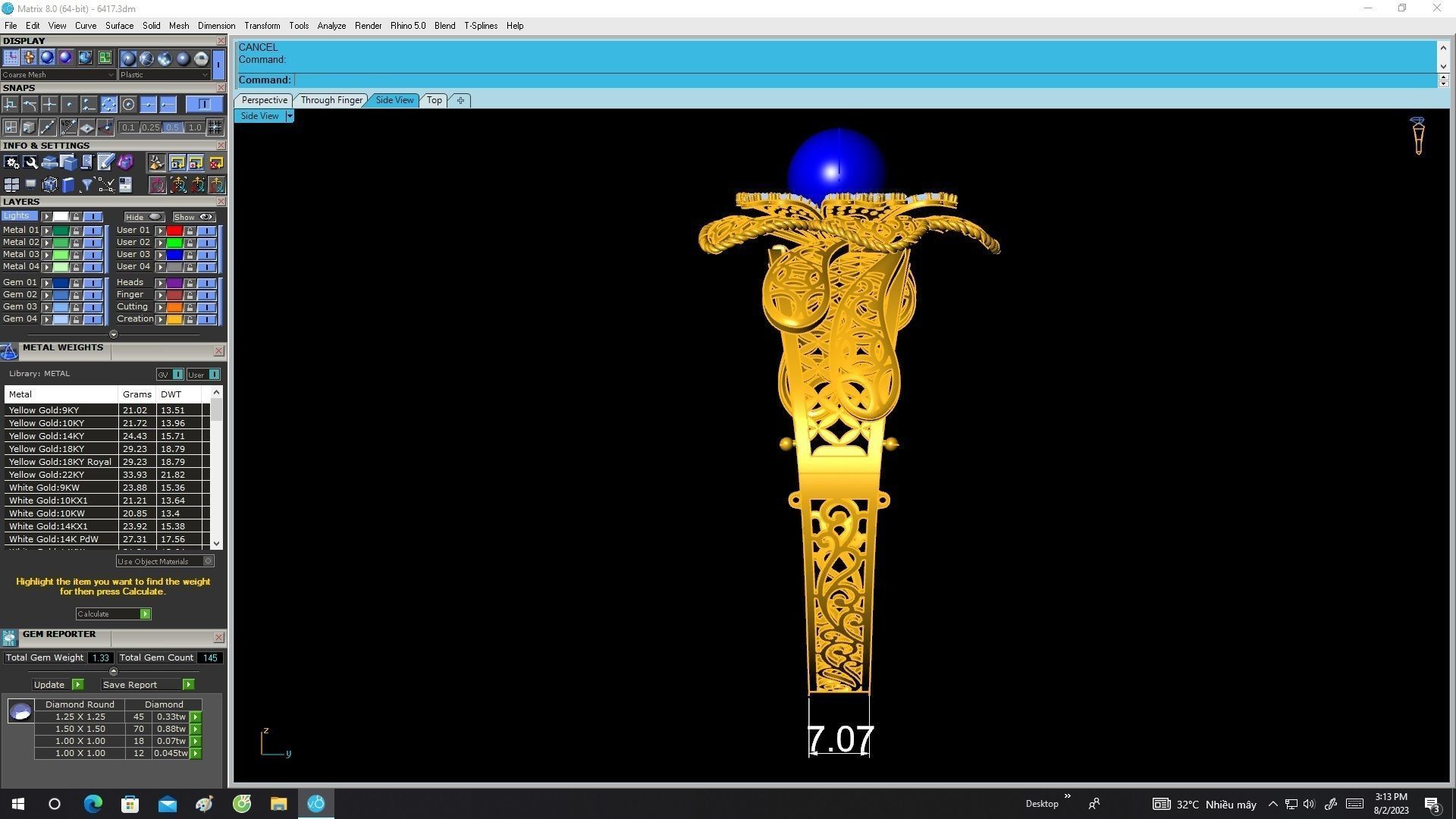 6417 Pear Flower Diamond Bangle 3D print model_7