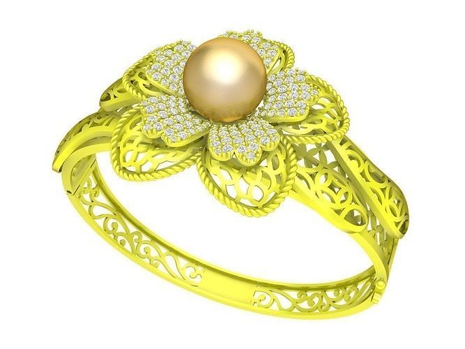 6417 Pear Flower Diamond Bangle 3D print model