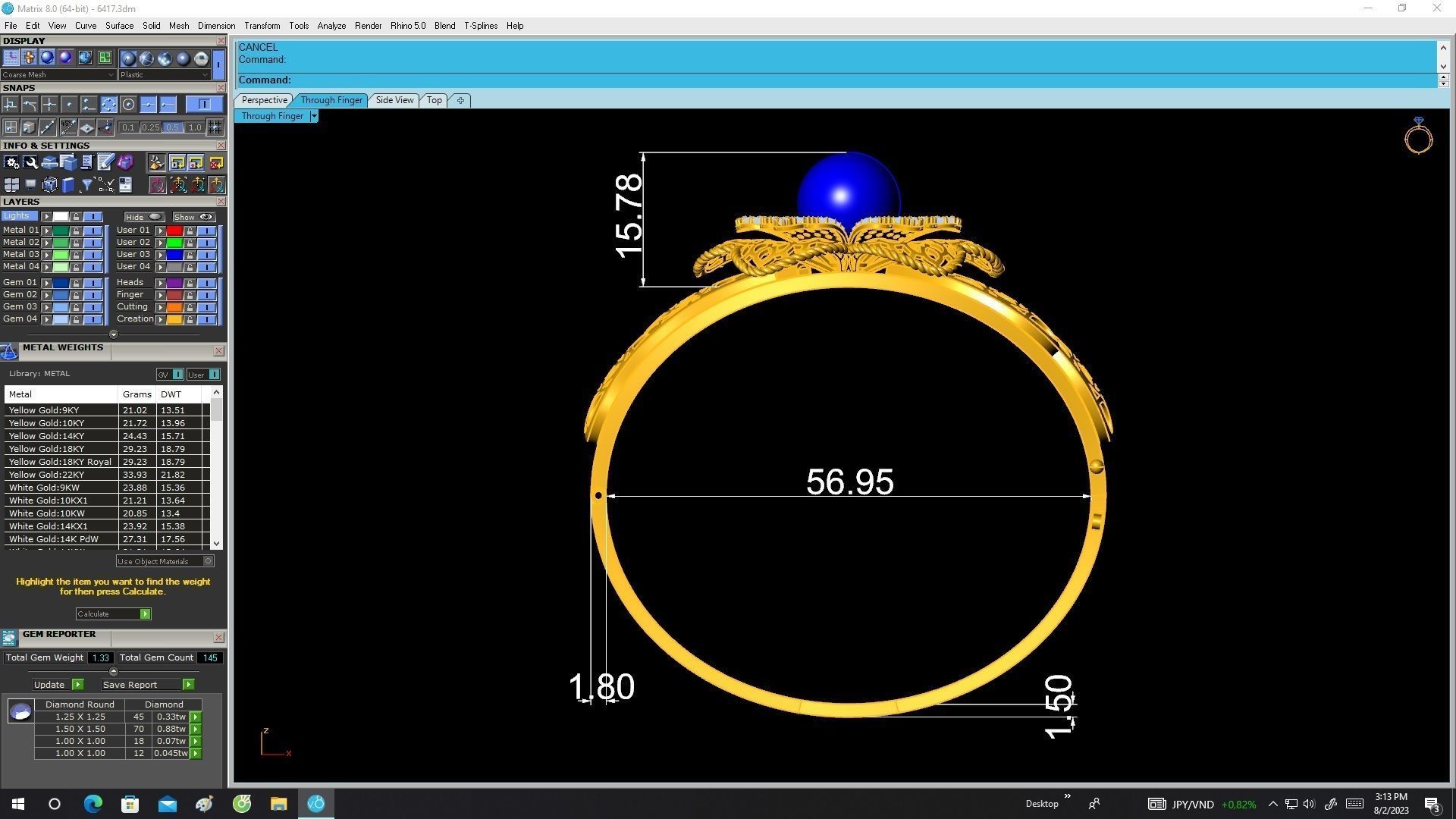 6417 Pear Flower Diamond Bangle 3D print model_6