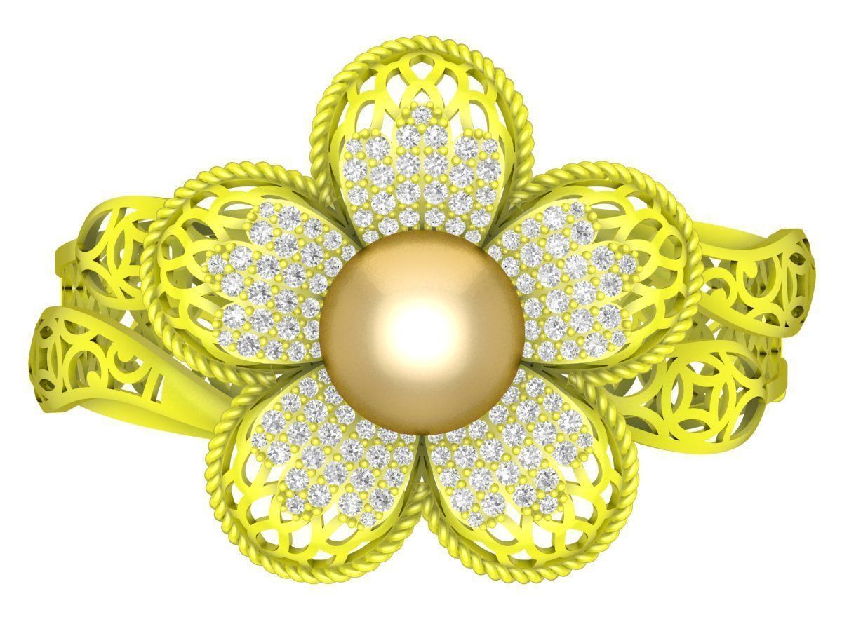 6417 Pear Flower Diamond Bangle 3D print model_1