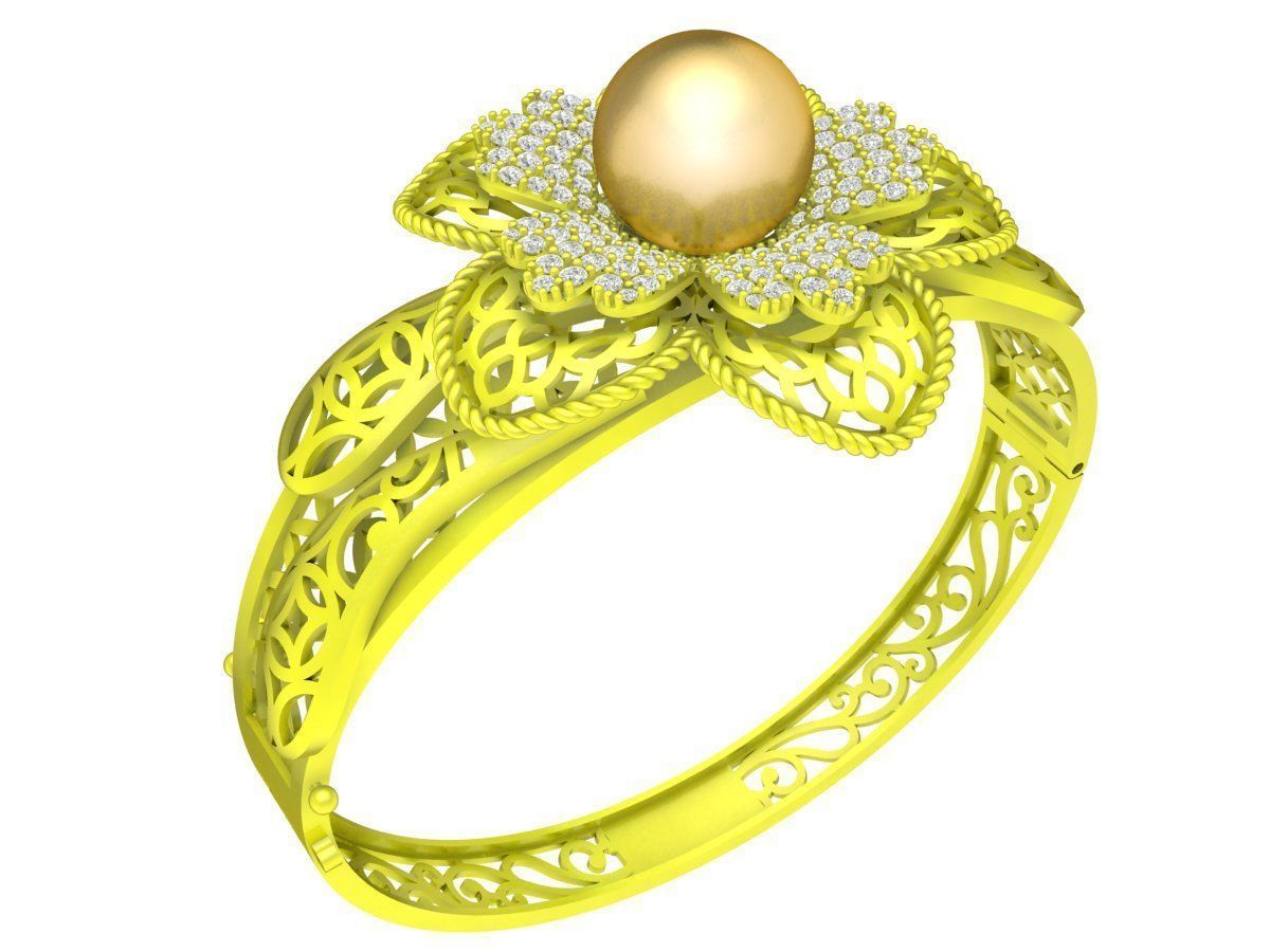 6417 Pear Flower Diamond Bangle 3D print model_2