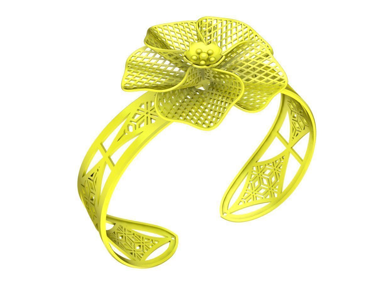 6421 ultra vision flower bangle 3D print model_4