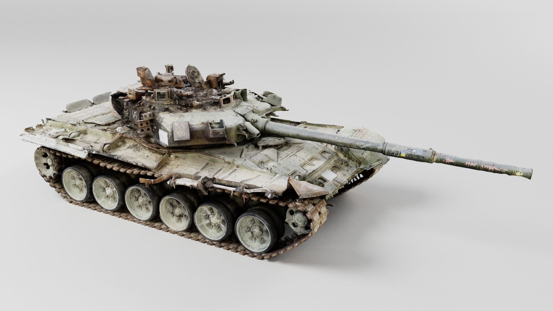 Russian T-90 tank destroyed by Ukrainian army  3D model_3
