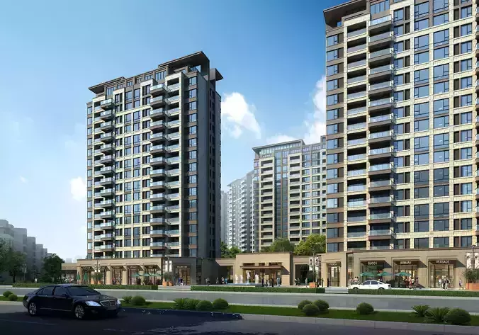 3Dmax fashion city commercial square building 311