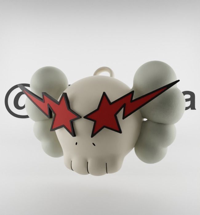 Kaws Keychain Bape Companion Textured Low-poly 3D model_3