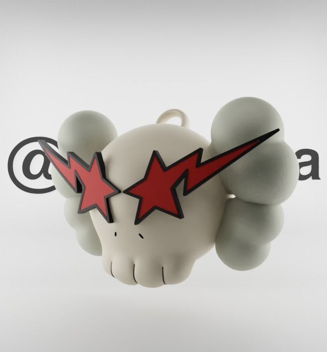 Kaws Keychain Bape Companion Textured Low-poly 3D model_4